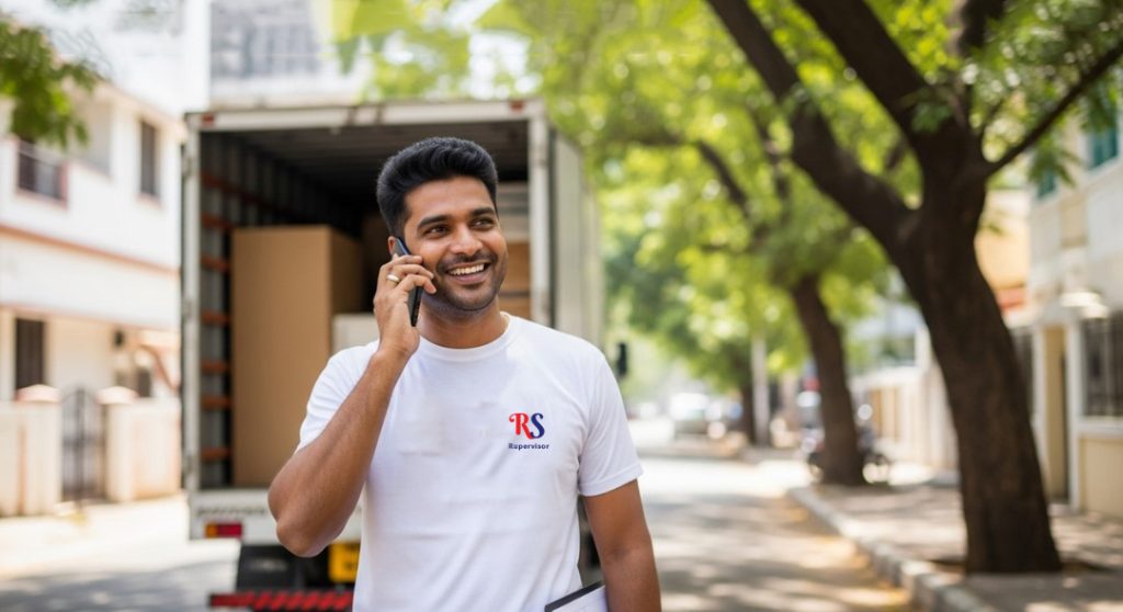 Scheduling home shifting service in Chennai.